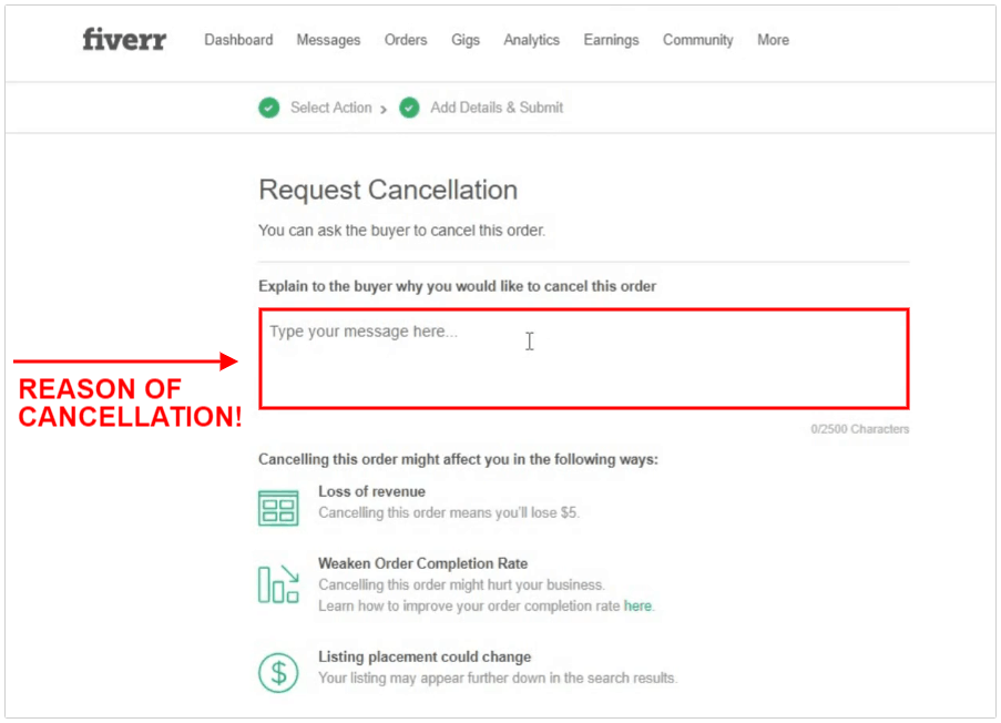 Fiverr - Request Cancellation