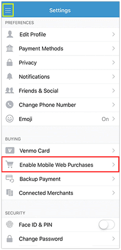 Venmo - Enable Mobile Web Purchases