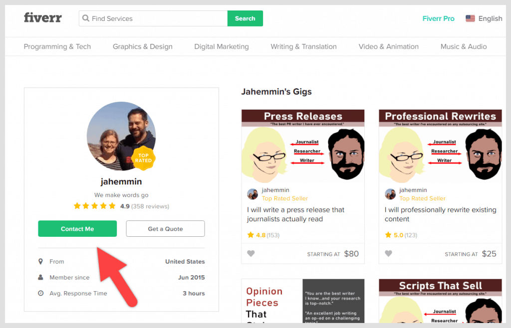 How to contact seller on Fiverr