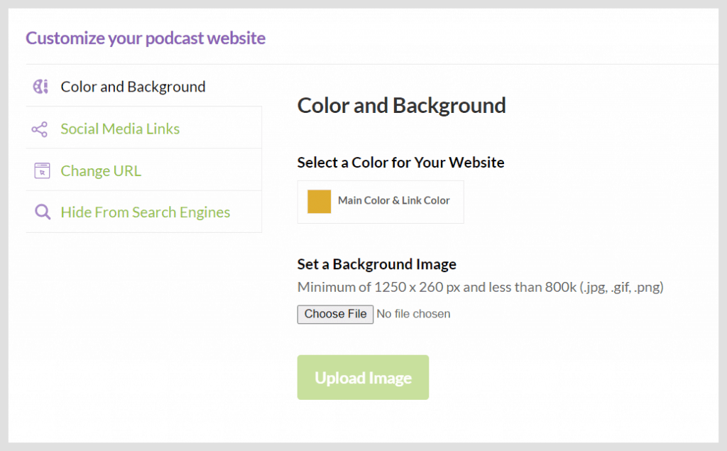 Buzzsprout Customize Podcast Website