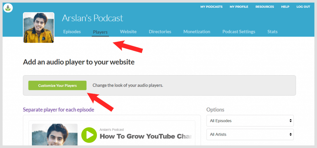 Buzzsprout Player Customize