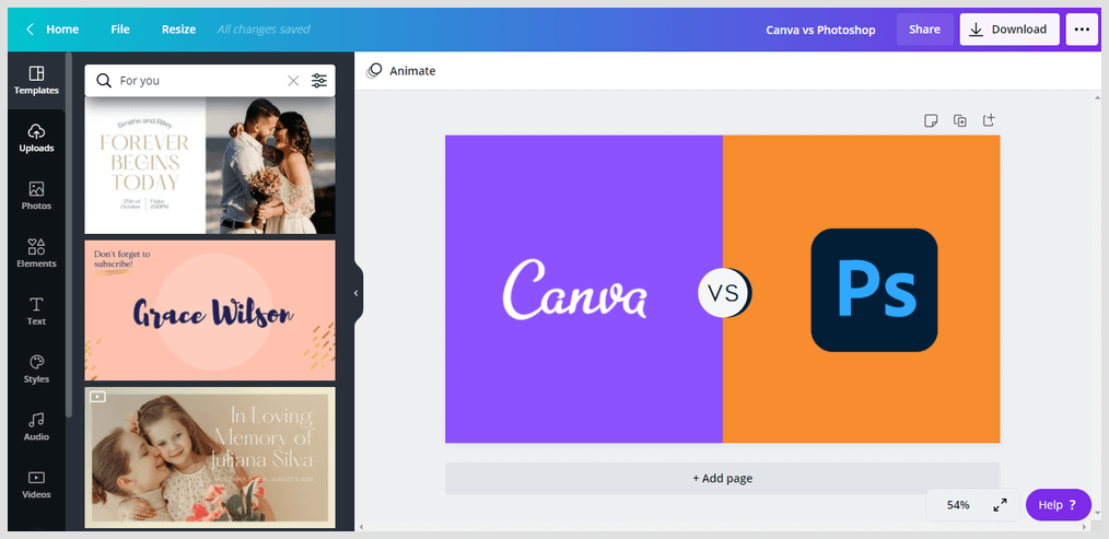 Canva Interface