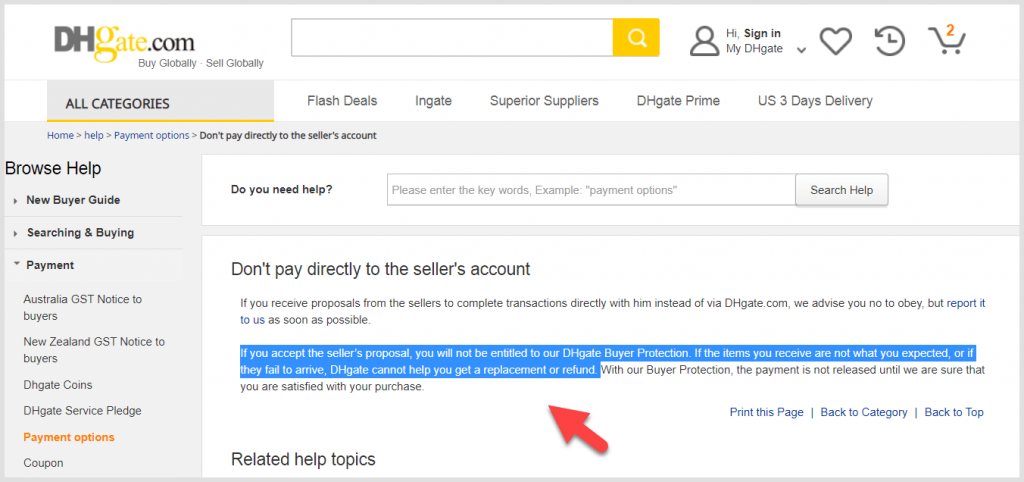 DHgate Don't Pay Directly To Seller