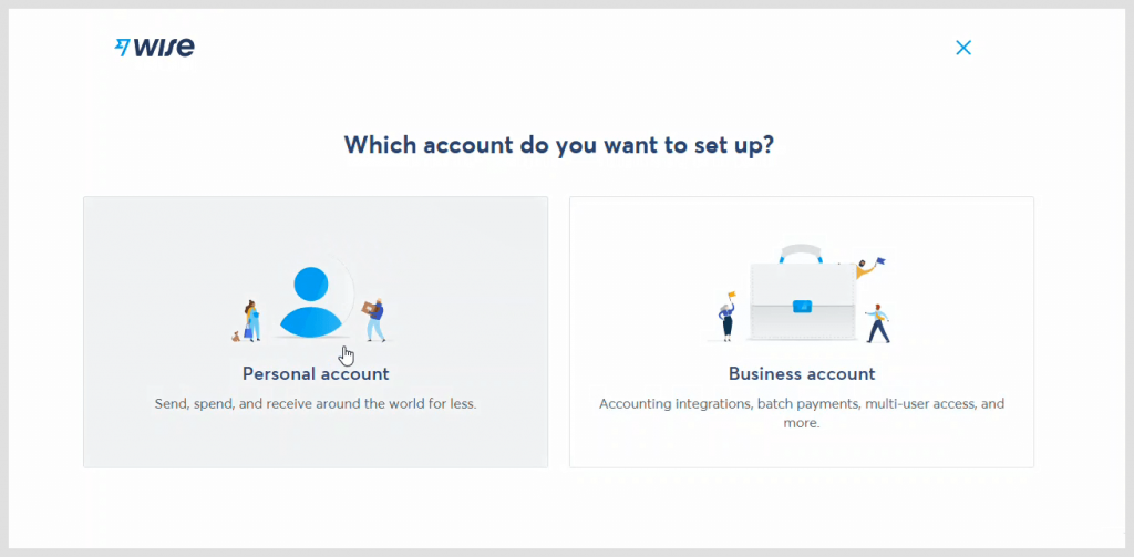 Wise select account type