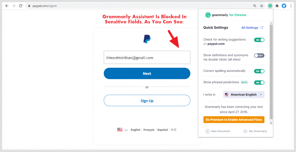 Grammarly Can't Access Text In Sensitive Fields