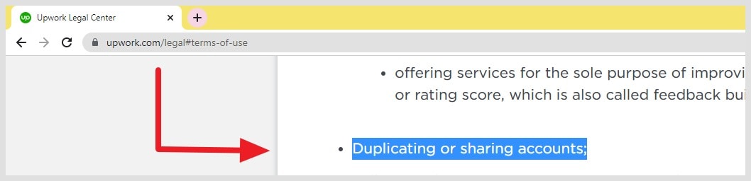 Upwork duplicating and sharing accounts