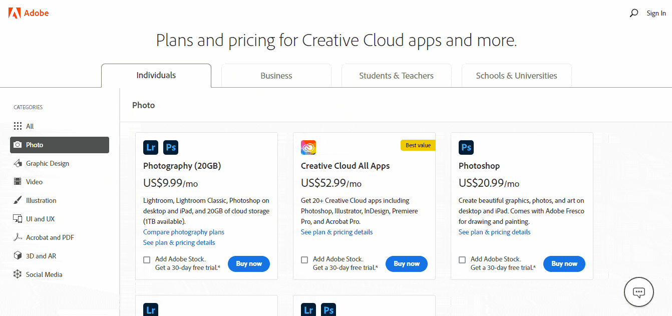 Creative Cloud Pricing