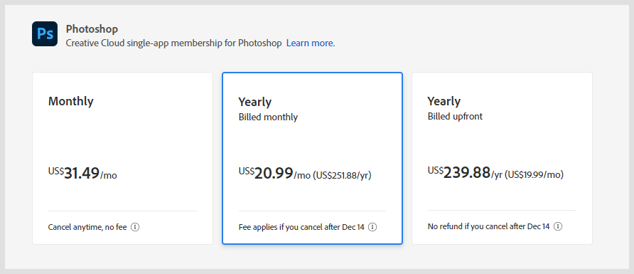 Photoshop Prices