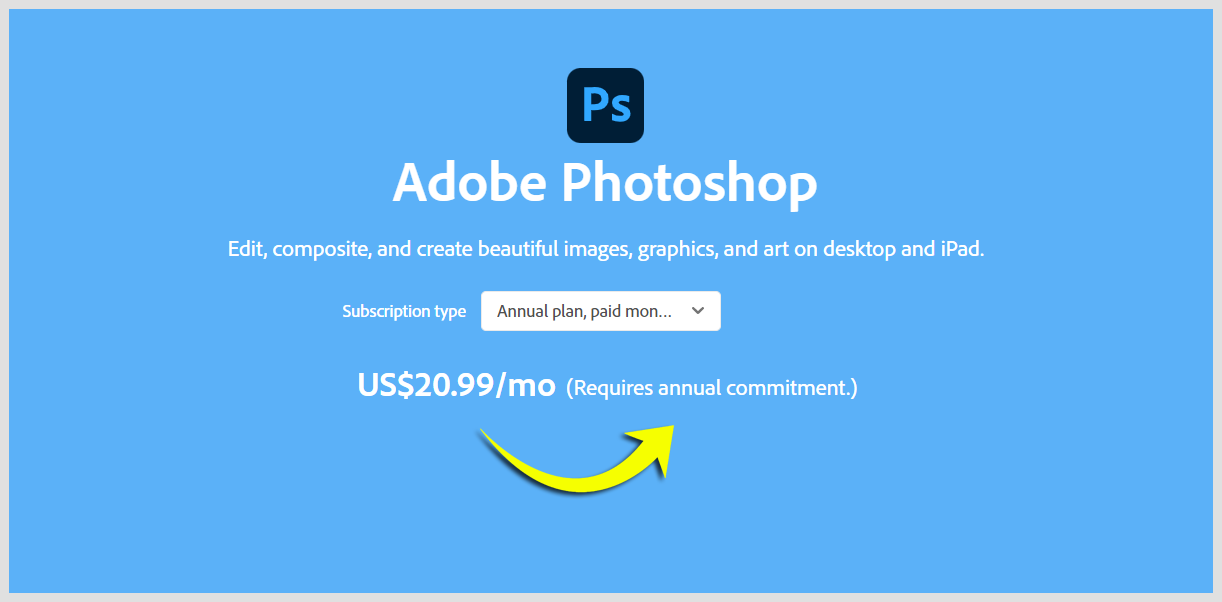 Photoshop annual commitment