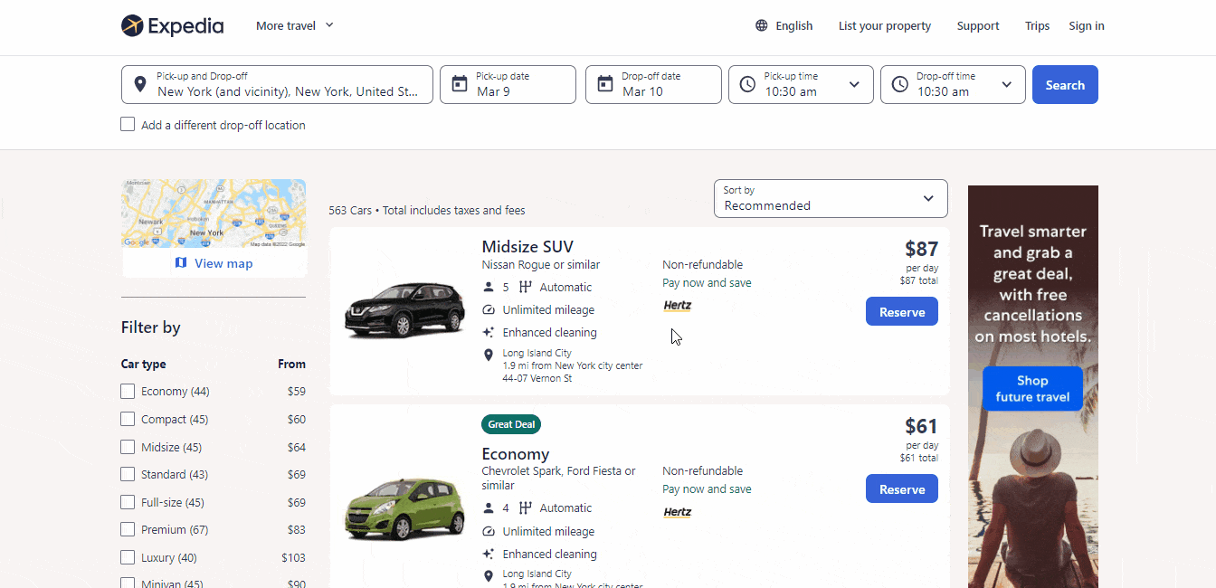 Expedia Cars Policy