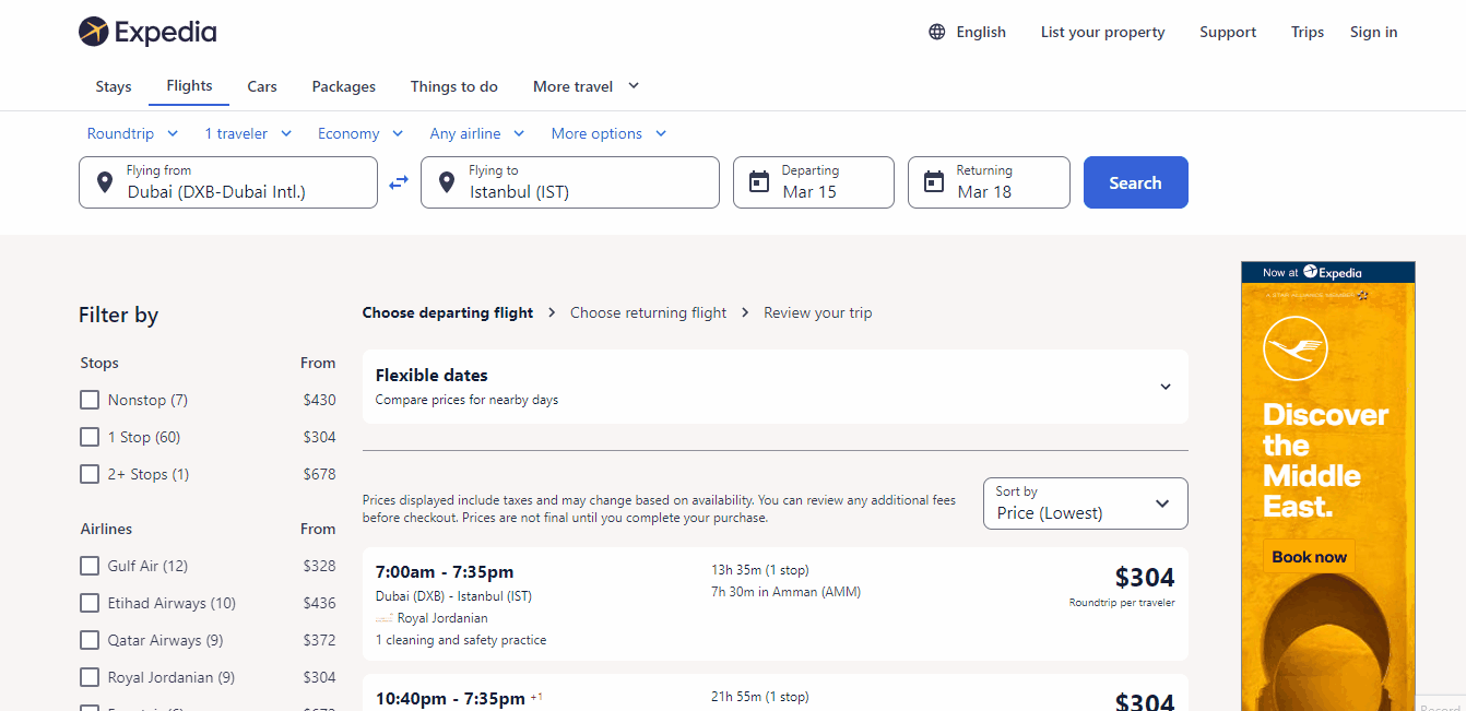 Expedia Flight Research