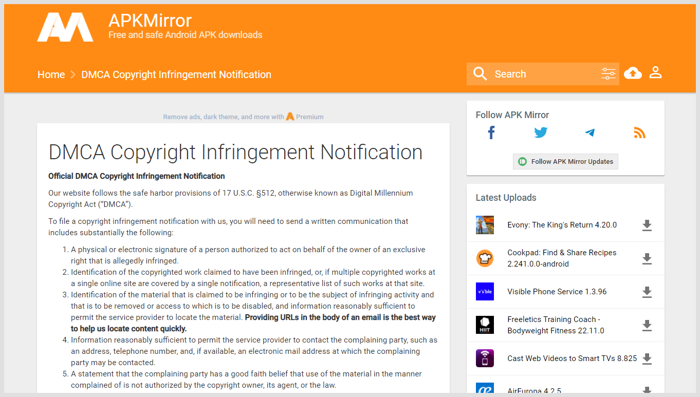 APKMIrror DMCA