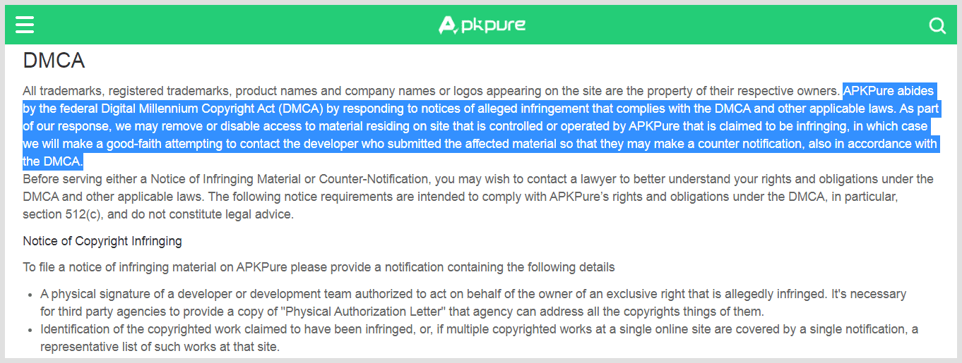 APKPure DMCA