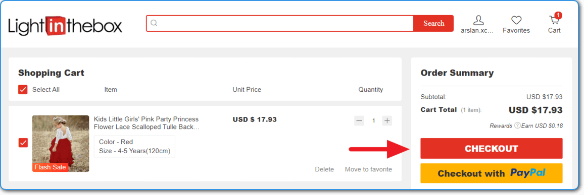LightInTheBox Cart Checkout