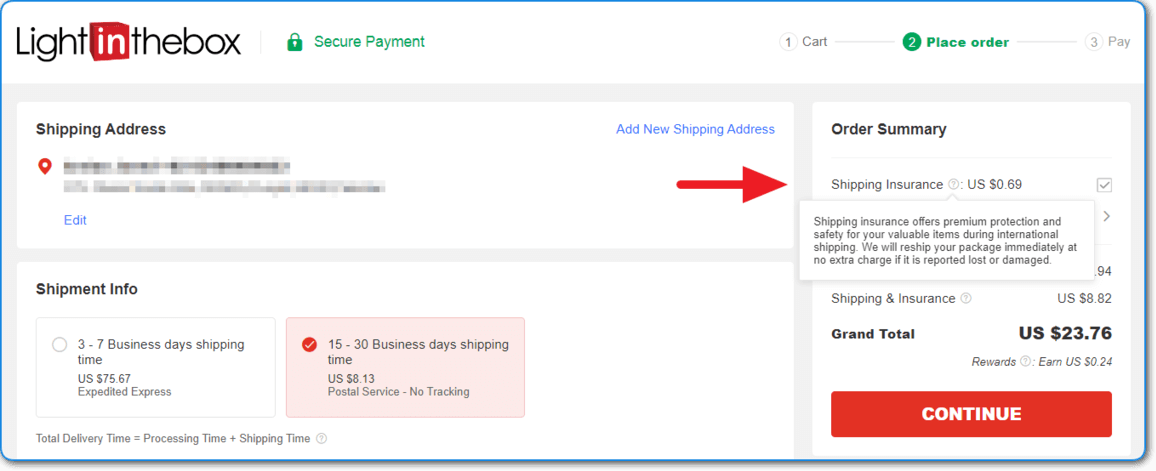 LightInTheBox Shipping Insurance