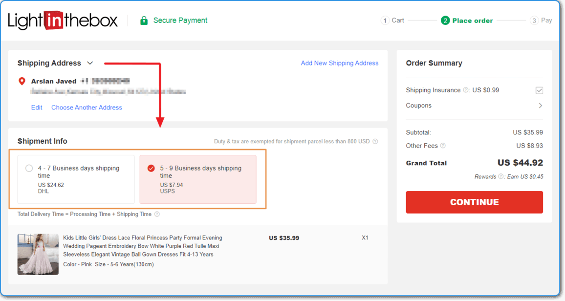 LightInTheBox Shipping Methods Time