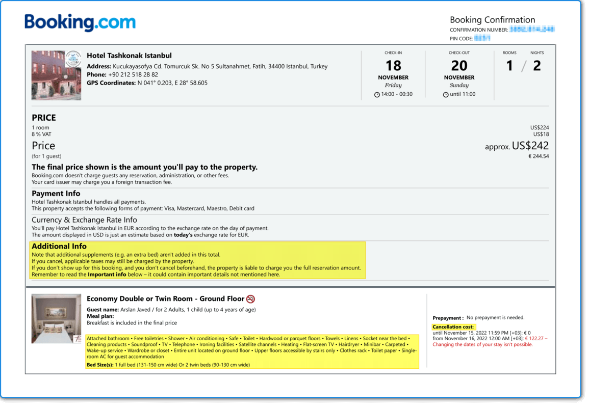 Booking.com Booking Confirmation