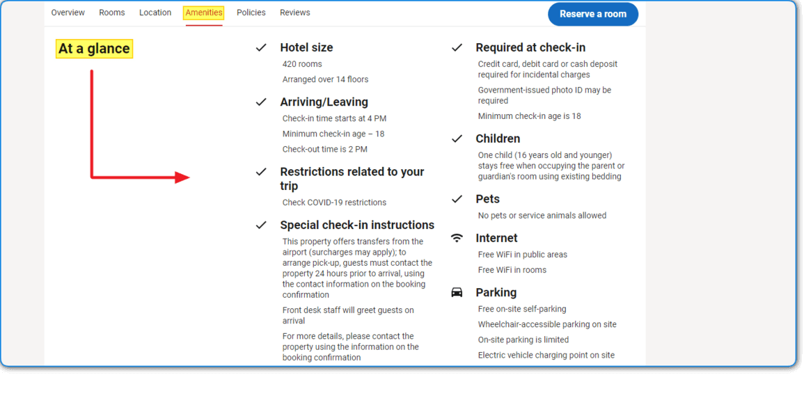 Hotels.com Property Amenities
