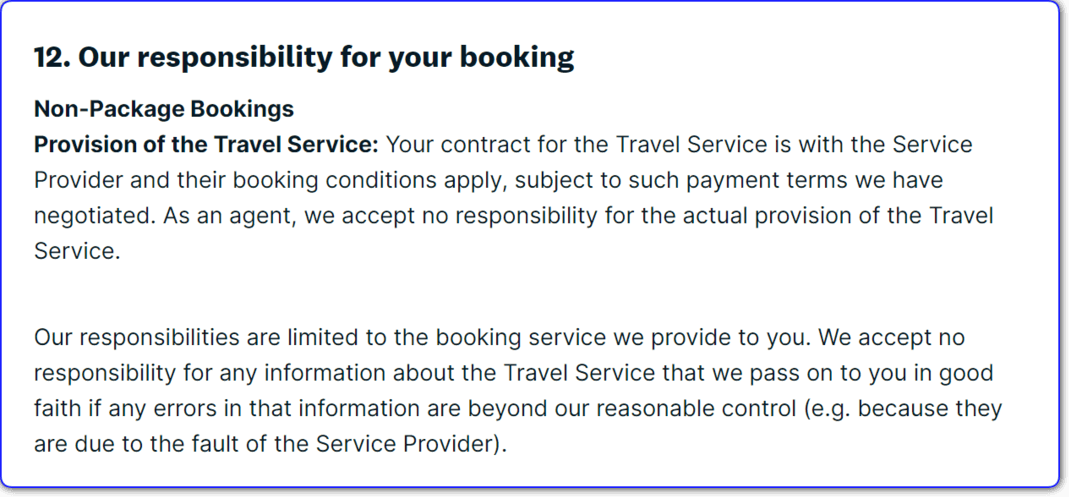 Loveholidays Booking Responsibility