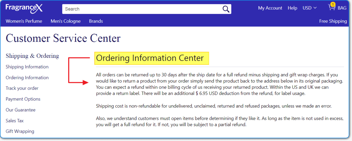 fragrancex return policy