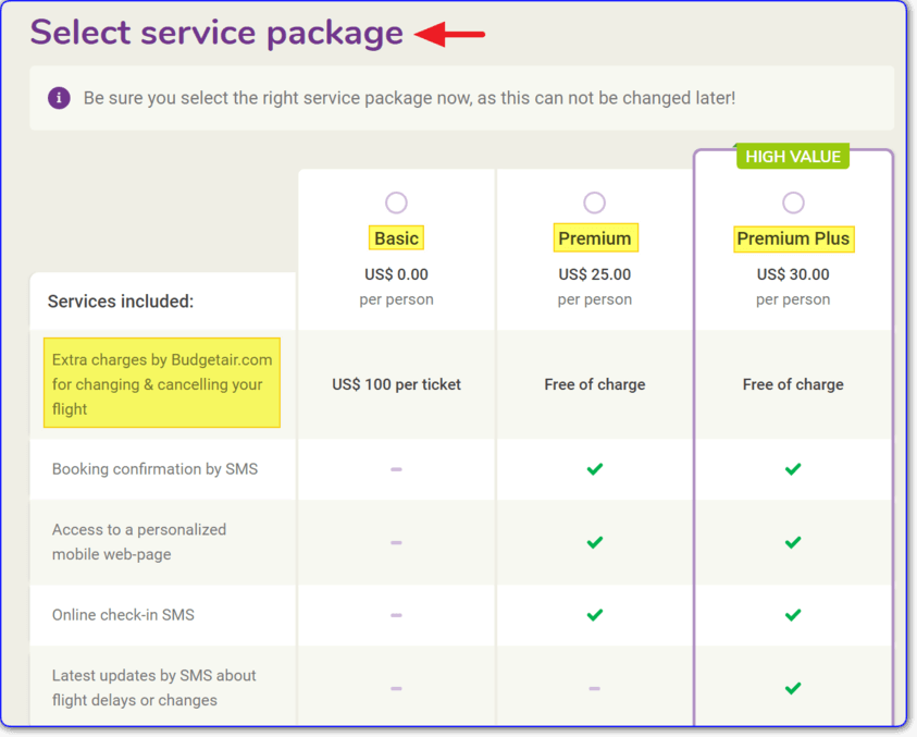 BudgetAir Package Service