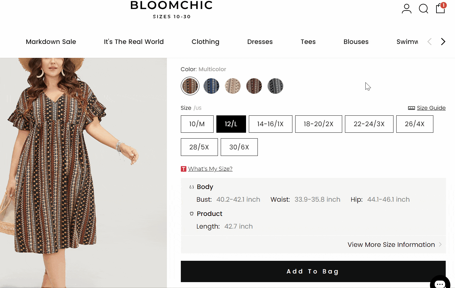 Bloomchic size chart