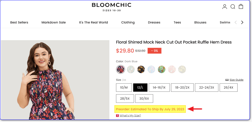 BloomChic preorder delivery time