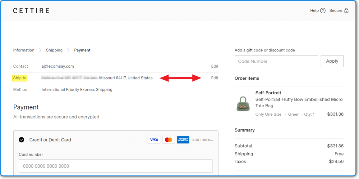 Cettire Shipping Details