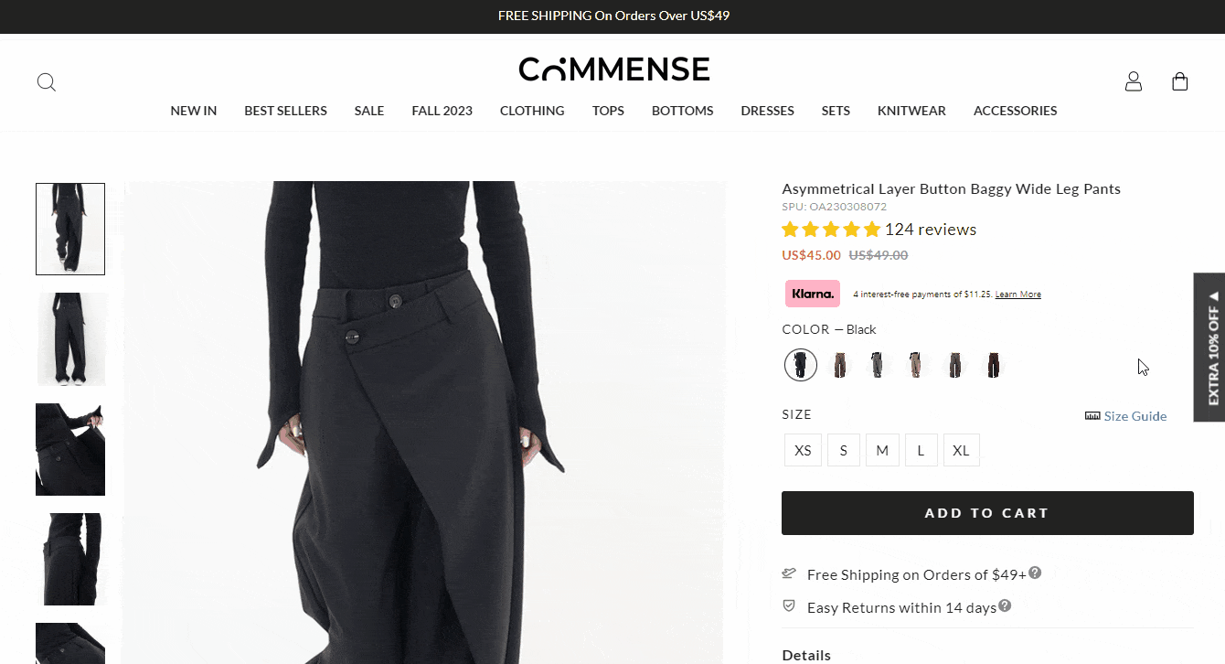Commense Size Chart