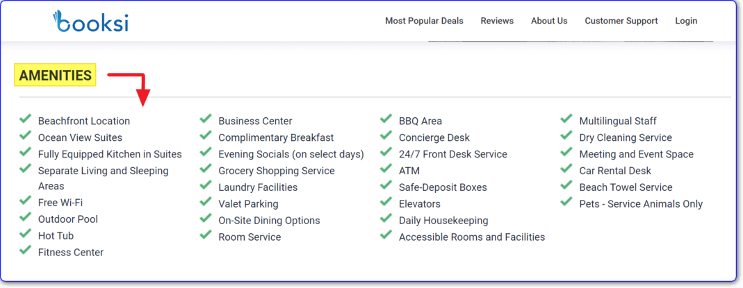 Booksi amenities