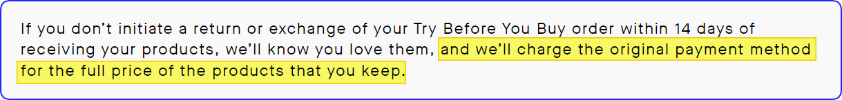 try before you buy order return policy 